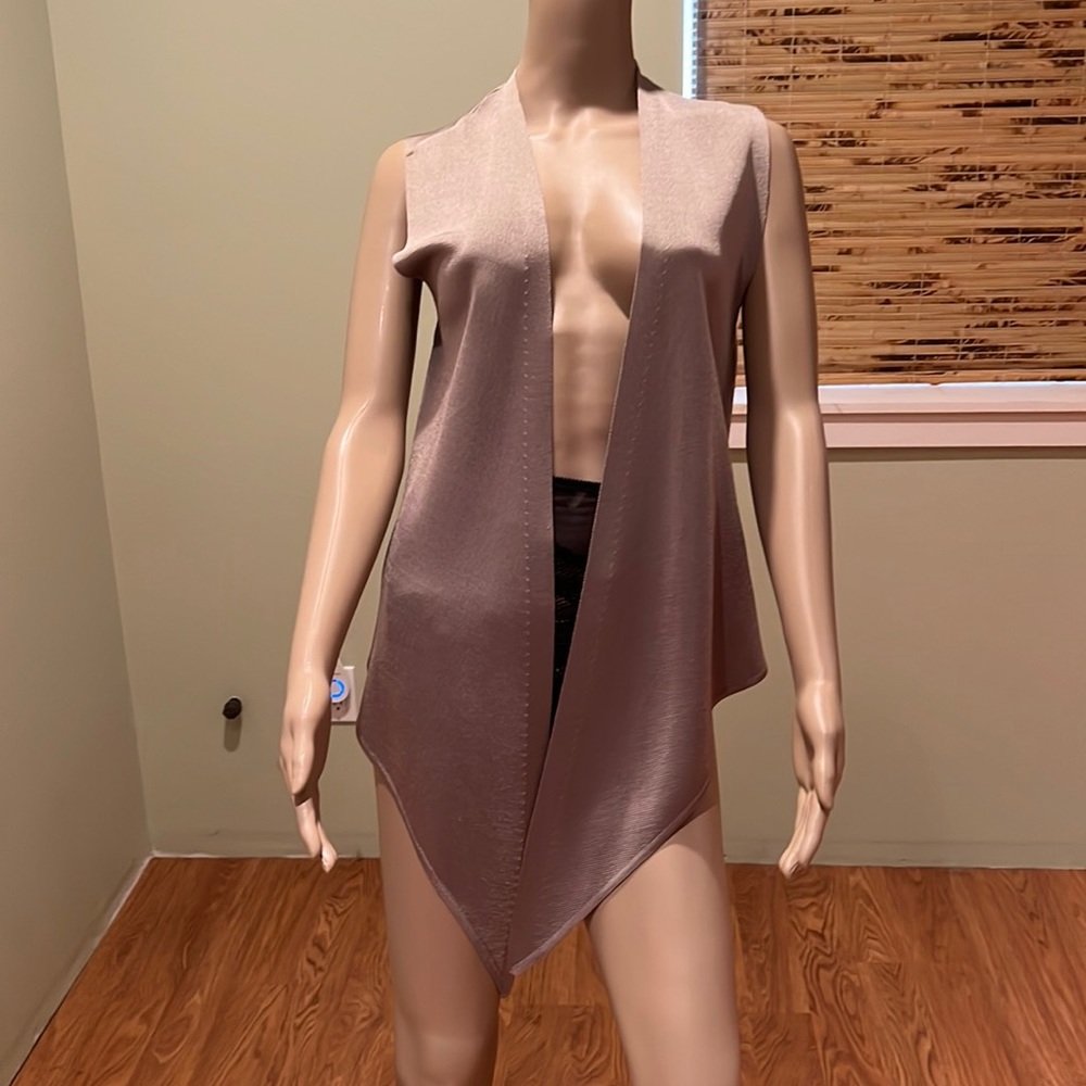 Adrienne Vitadinni Taupe Rayon Open Vest Size S